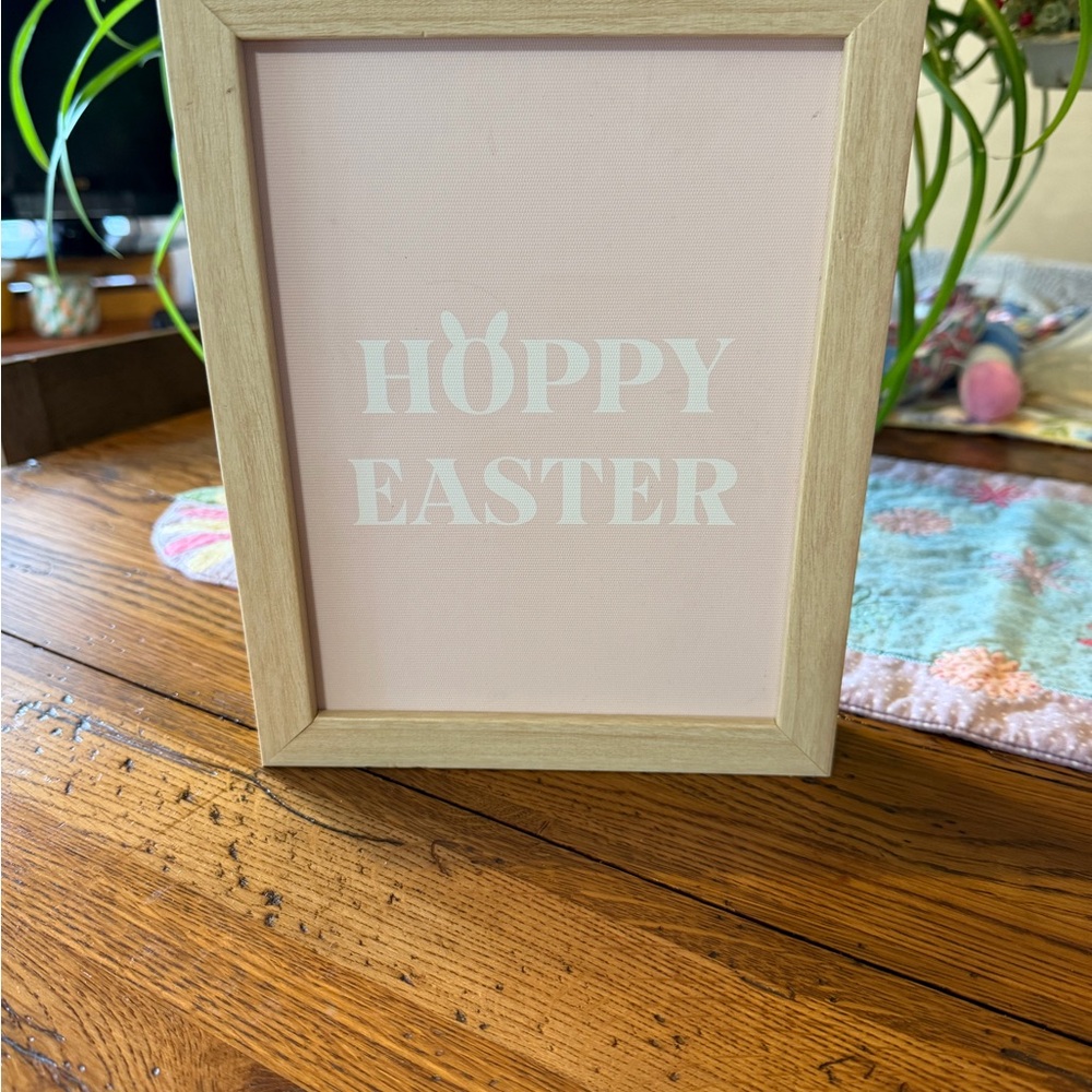 Pink "Hoppy Easter" Framed Holiday Sign by